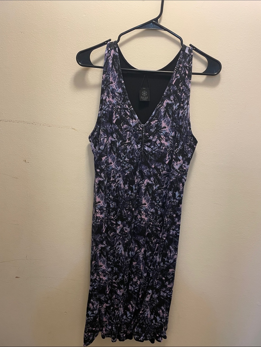 GAIAM Black and Light Pink Patterned Midi Dress